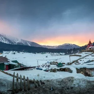 Kashmir Gulmarg snow, mountain and breathtaking sunrise view